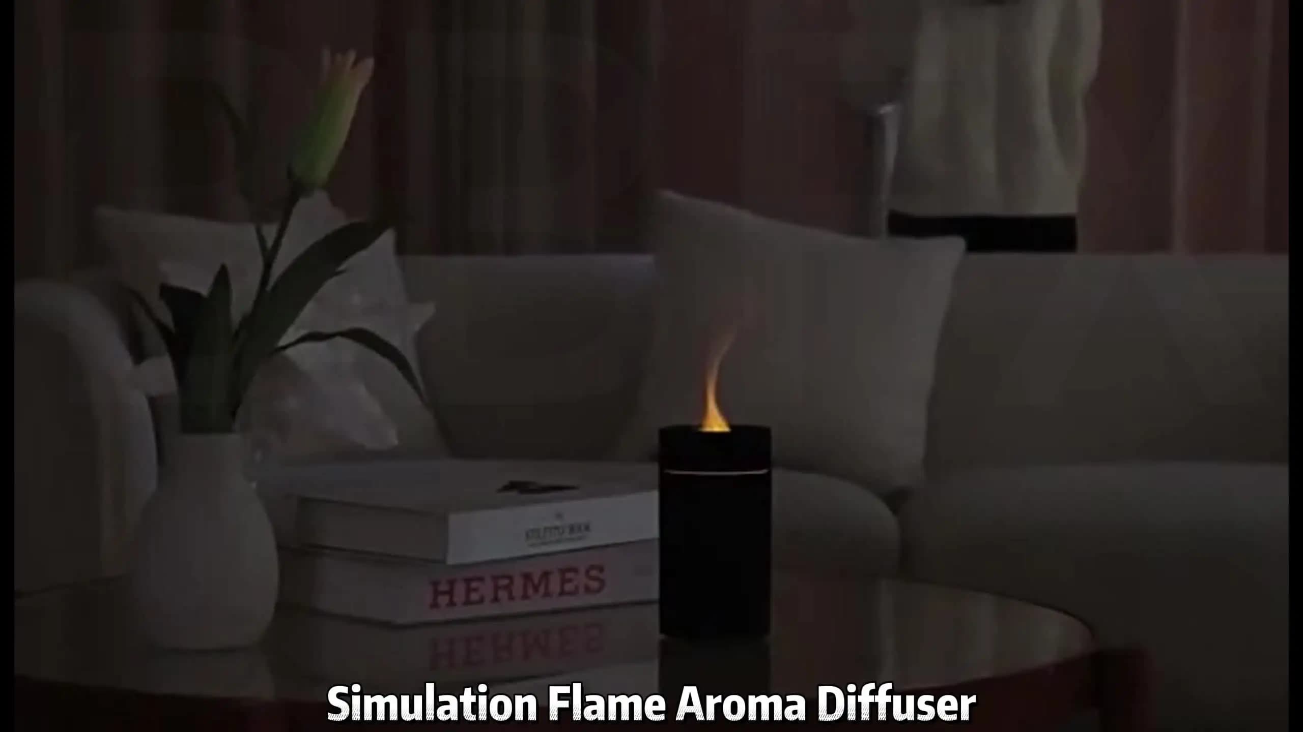 New Creative Simulation Flame Humidifier Home Office Desktop Diffuser Car Seven-colour Flame Aromatherapy Machine