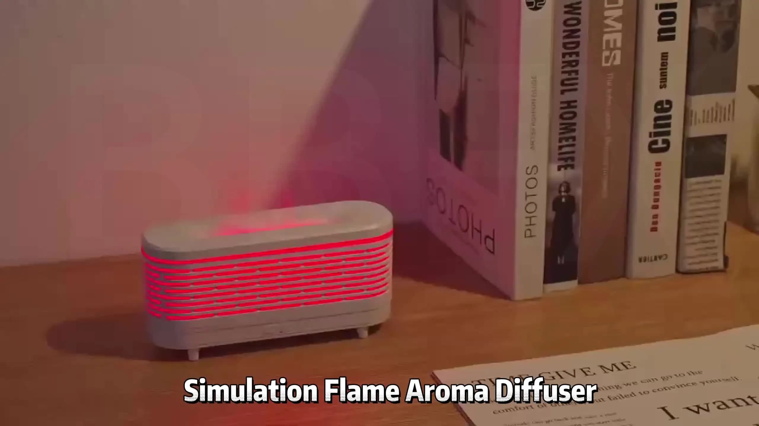 Small Bedroom Premium Mini Simulation Flame Aromatherapy Diffuser Seven Colours Ambient Light Humidifier