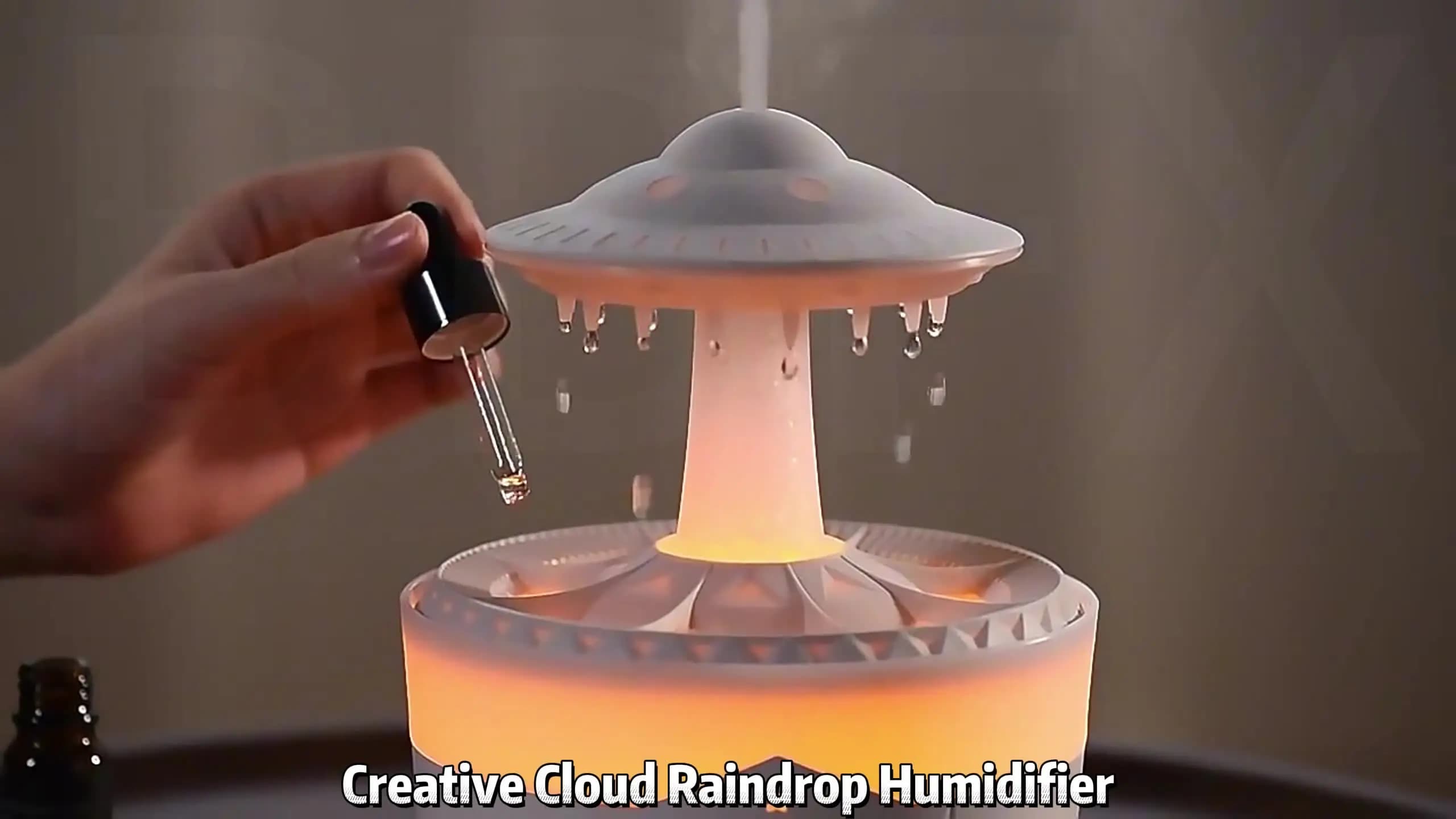 Creative Seven-colour Light Raindrop Aromatherapy Machine Desktop Office Aromatherapy Cloud Humidifier