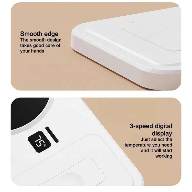 White Multi-Function Cup Heater Pad Digital Display Beverage Warmer with Wireless Charging Station for Office Home 4