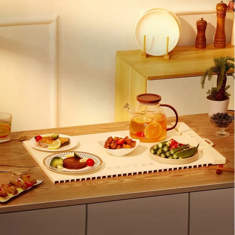 Home Food Warmer Tray Multifunctional Smart Heating Pad for Home Use Square Foldable Rapid-Heating Food Warmer Tray 4