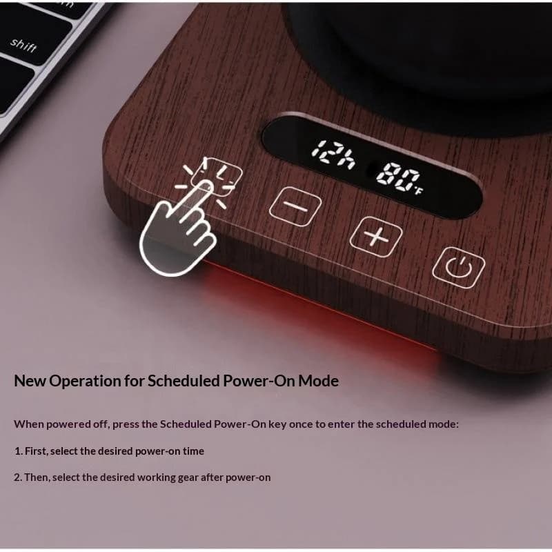 Adjustable Beverage Heater Coaster Smart Touch Control Thermostatic Cup Warmer with Digital Screen for Office 2