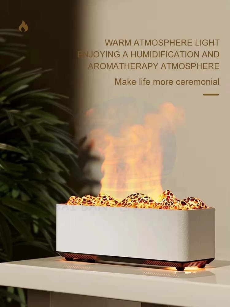 Creative Essential Oil Aromatherapy Machine Diffuser Large Capacity Face Fireplace Flame Ultrasonic Timed Humidifier 6