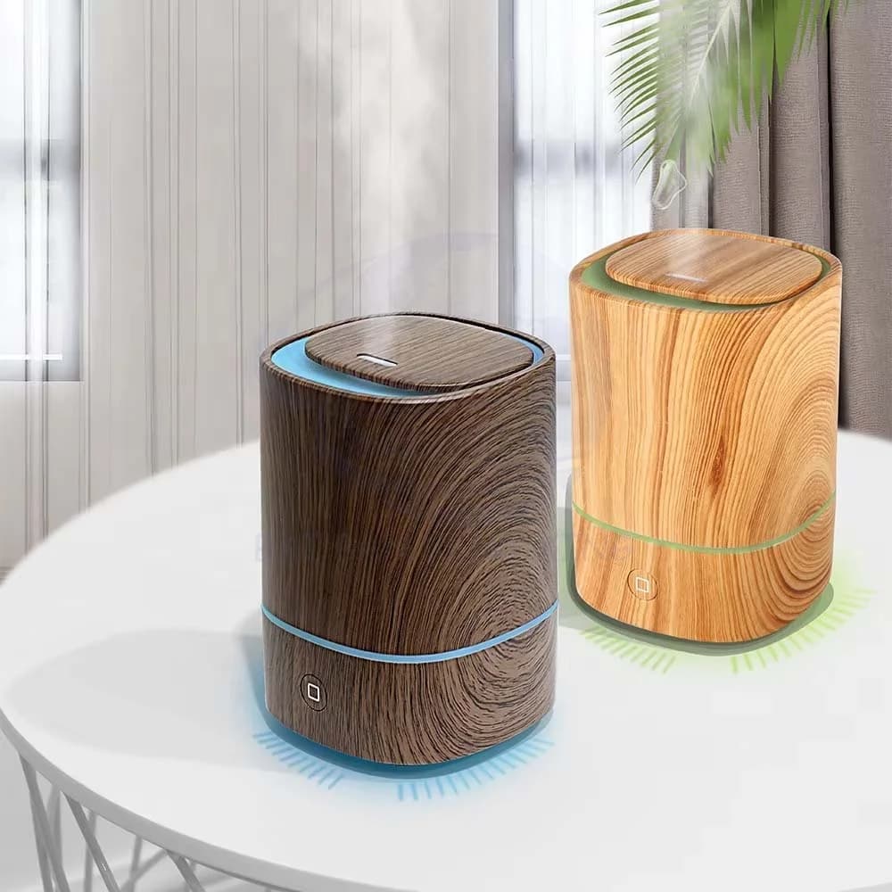 Wood Grain Aromatherapy Machine Home Car Ultrasonic Humidifier Seven-colour Ambient Light Usb Automatic Diffuser