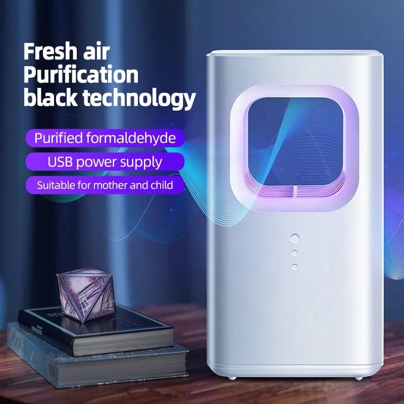 Sleek Rectangular Smart Air Purifier Three-level Indicator Air Cleaner Odor Eliminator for Bedroom Living Room Pet Area 2
