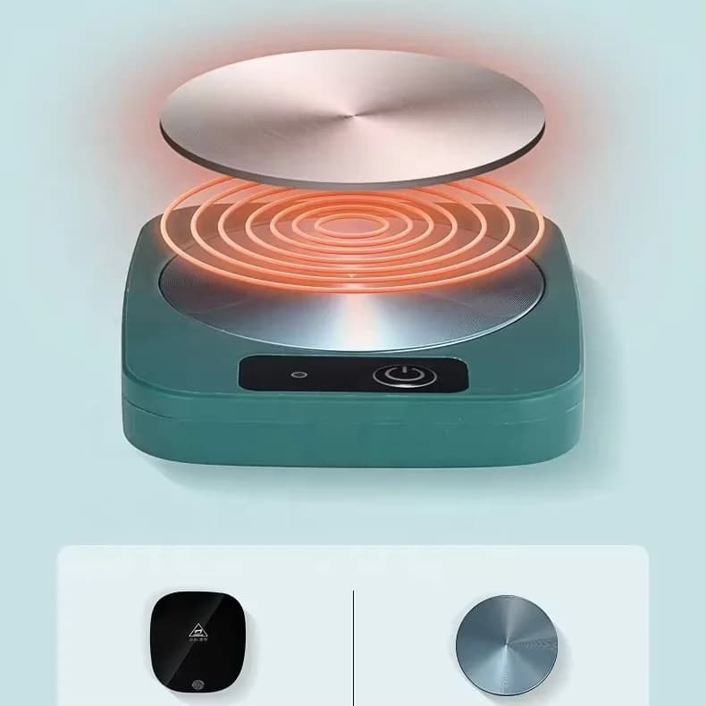 Square Rose Pink Beverage Heating Coaster Metal Heating Plate Electric Cup Warmer for Coffee Tea 3