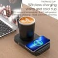 Black 3-in-1 Cup Heating Cooling Pad Smart Coffee Warmer/Chiller with 15W Wireless Phone Charger for Home Work