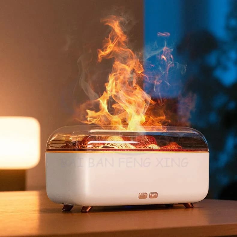 New Simulation Flame Aromatherapy Machine Colourful Atmosphere Diffuser Desktop Home air Humidifier 2