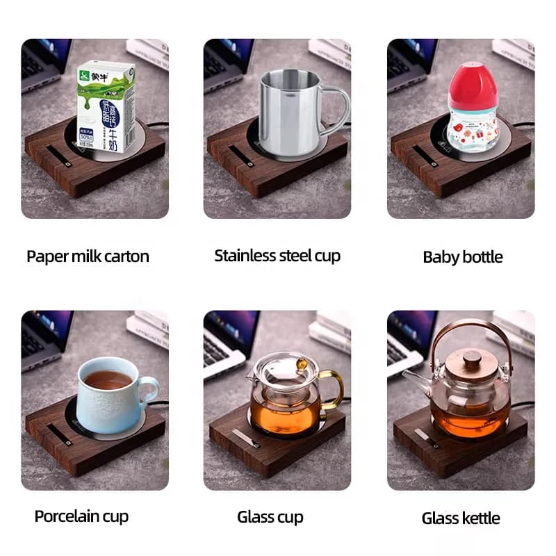 100-degree 5-speed Temperature Adjustable Stainless Steel Insulated Base Quick Heating coaster 200W Constant Temperature USB 7