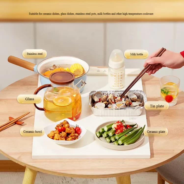 Home Food Warmer Tray Multifunctional Smart Heating Pad for Home Use Square Foldable Rapid-Heating Food Warmer Tray 7