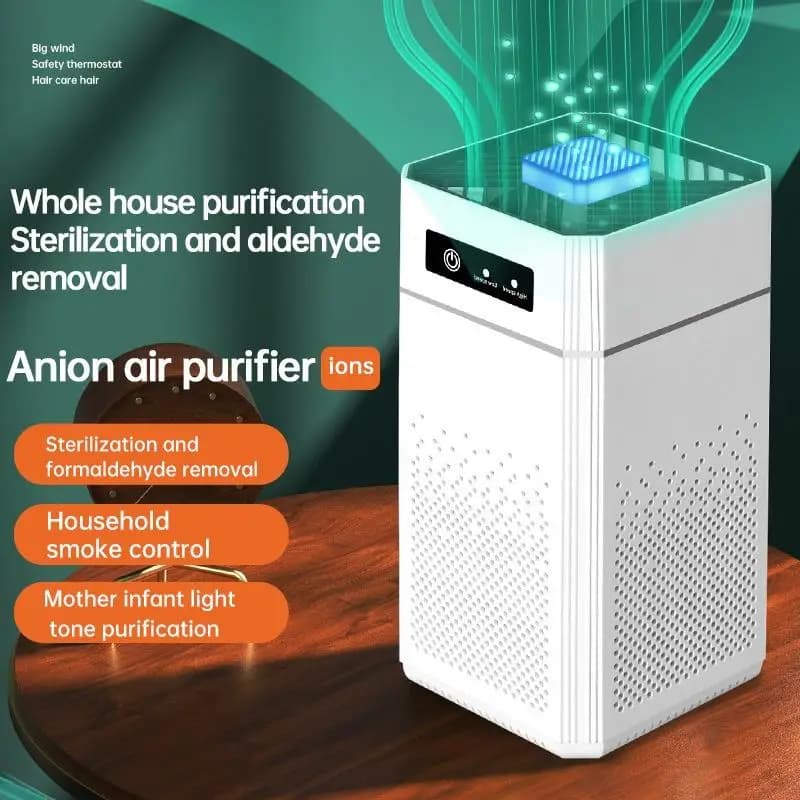 2-in-1 USB Air Purifier Night Light Compact Ionizer with Adjustable Wind Speed No Filter Portable Air Freshener for Home Travel