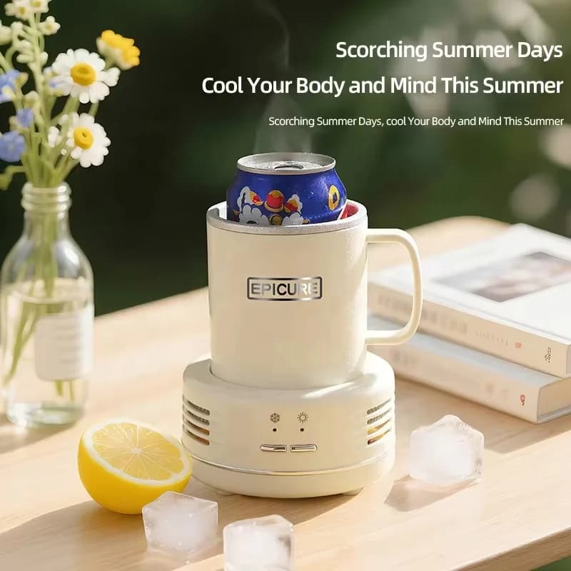 110V Retro Style Electric Cup Cooler Heater Personalized Beverage Temperature Control Mug with Base for Coffee Tea Milk 4