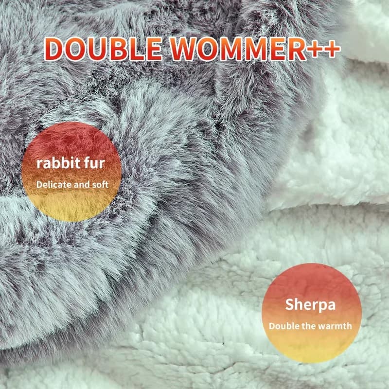 Faux Rabbit Fur Double Snuggle Blanket with Large Bubbles Skin-Friendly Warmth Cover Blanket Sofa Throw Electric Blanket 7