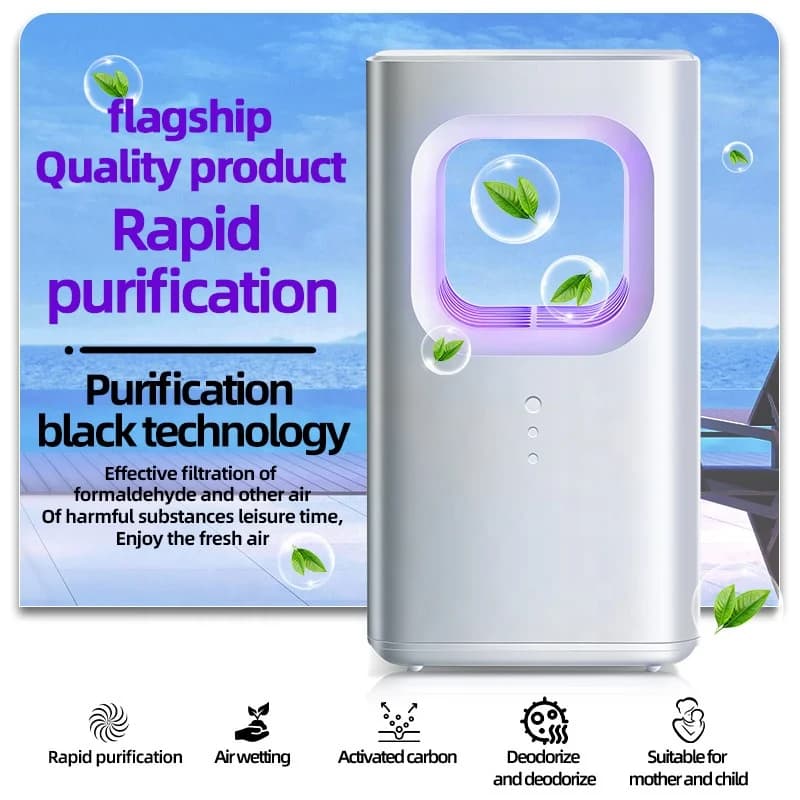 Sleek Rectangular Smart Air Purifier Three-level Indicator Air Cleaner Odor Eliminator for Bedroom Living Room Pet Area