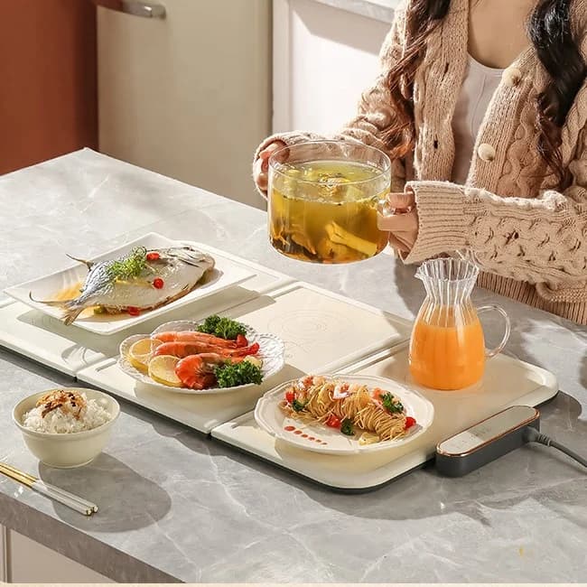 Creative Thermostatic Foldable Warm Vegetable Plate Household Hot Plate Multifunctional Splicing Type Meal Warming Plate 3