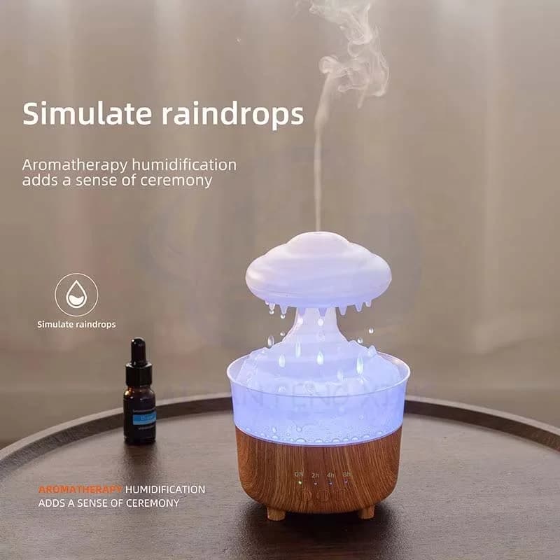 Creative Seven-colour Light Raindrop Aromatherapy Machine Desktop Office Aromatherapy Cloud Humidifier 5