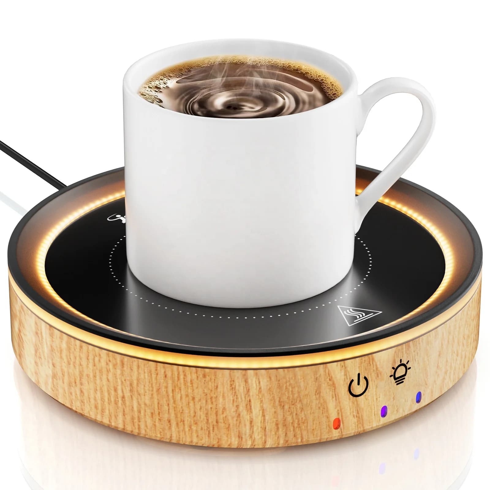 Easy-Clean Round Cup Heating Pad Smart Touch Control Thermostatic Drink Warmer with Spill-Resistant Glass Surface 3