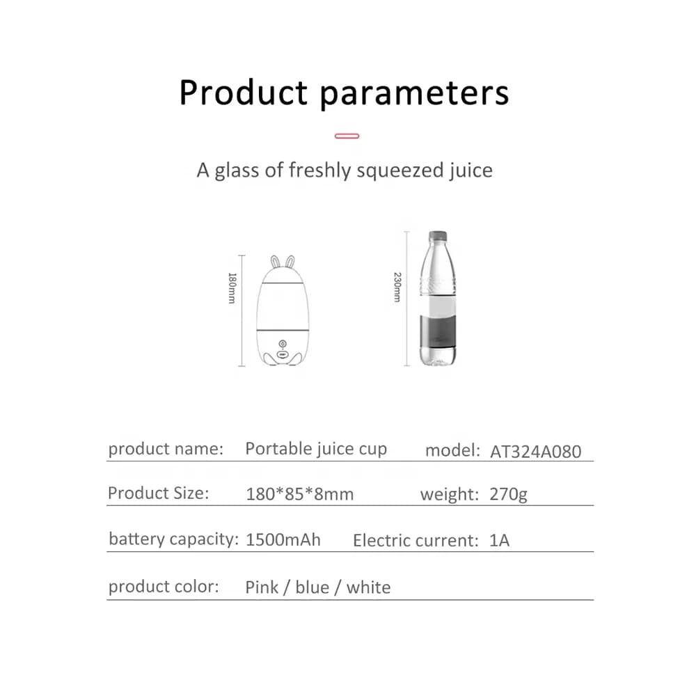 New Mini Wireless Portable Fruit Juice Rabbit Shape Usb Rechargeable Juicing Cup Home Small Blender Multi-function Juicer 7