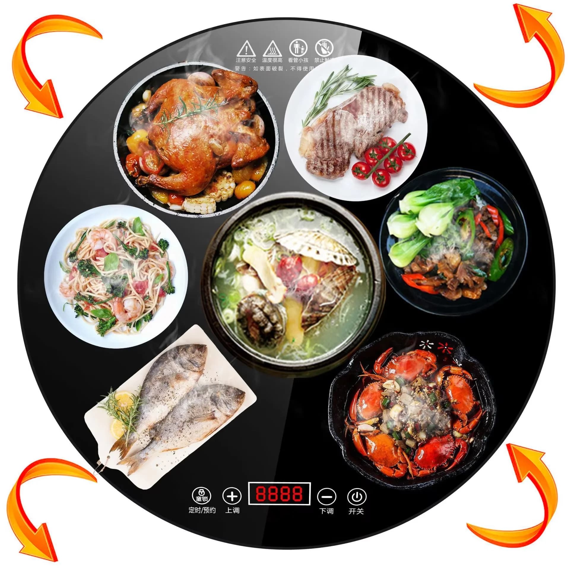 Household Multi-function Hot Plate Heating Warm Table Rotatable Insulation Plate Insulation Table Mat 2