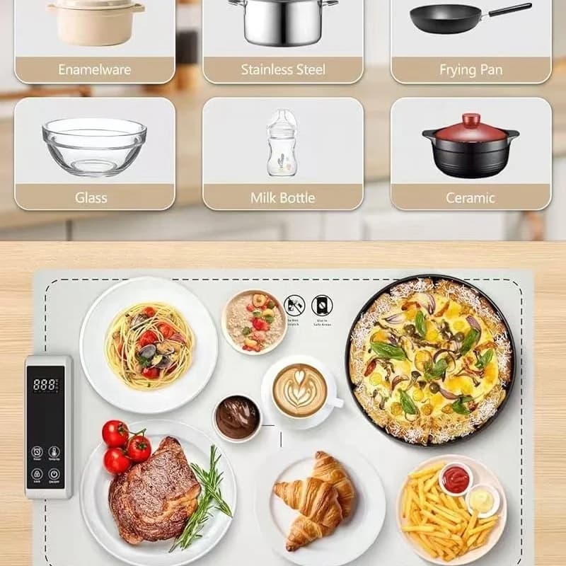 Foldable Dish Warming Pad Insulation Meals Table Heating Insulation Plate for a Variety of Tableware Warming Plate 3