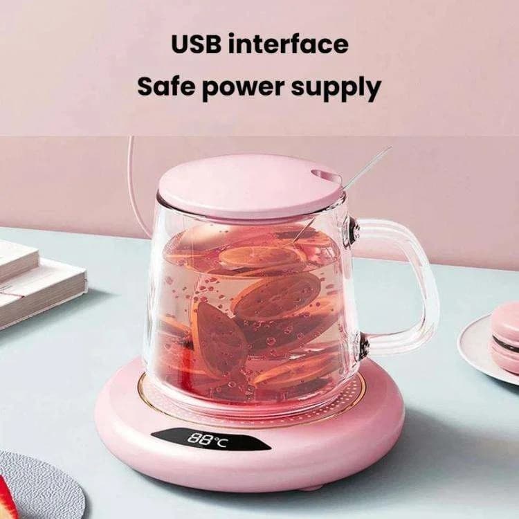 Cute USB Powered Beverage Warmer Coaster LED Temperature Display Thermostatic Heater for Tea Milk Hot Drinks 3