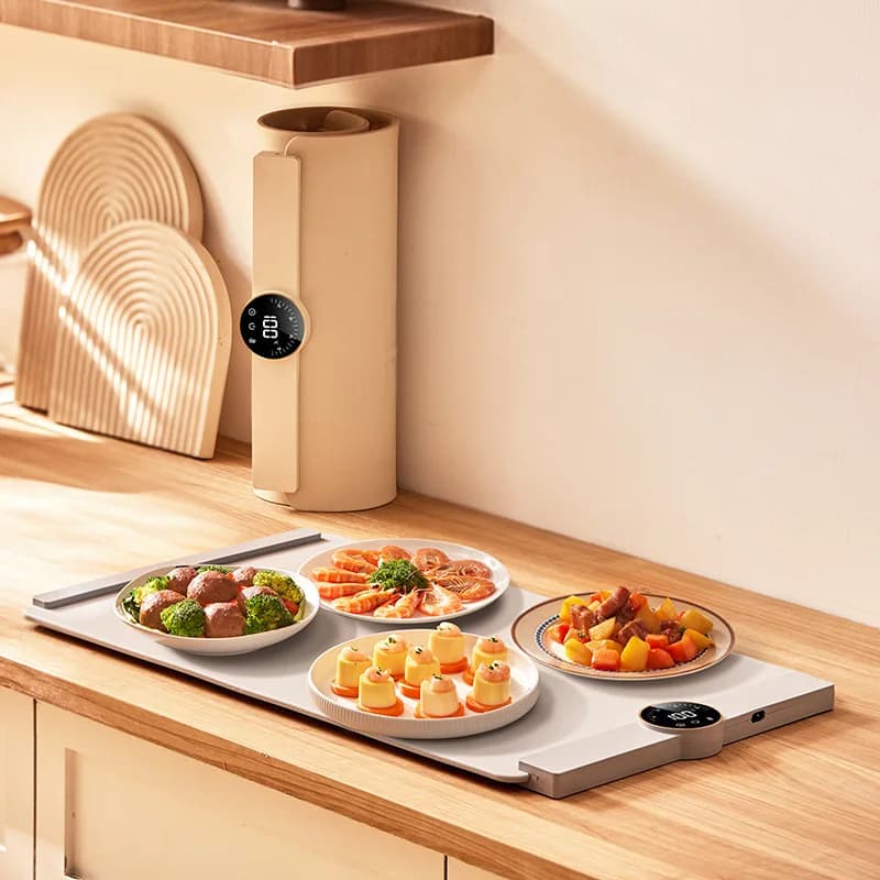 Flexible Roll-fold Design Storage Warming Plate Rice Warming Plate Multi-functional square Dining Table 5