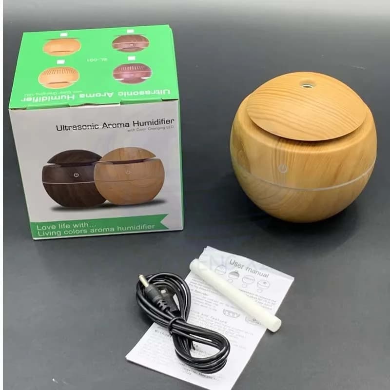 Wood Grain Round Household Mute Desktop Desktop Car Aromatherapy Humidification Hydration Instrument 7