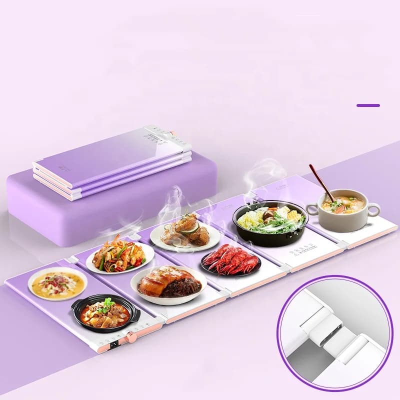 Multi-Temperature Adjustable Heating Tray Foldable and Interlocking Warmer Tray Home Multi-Functional Table-Top Food 6