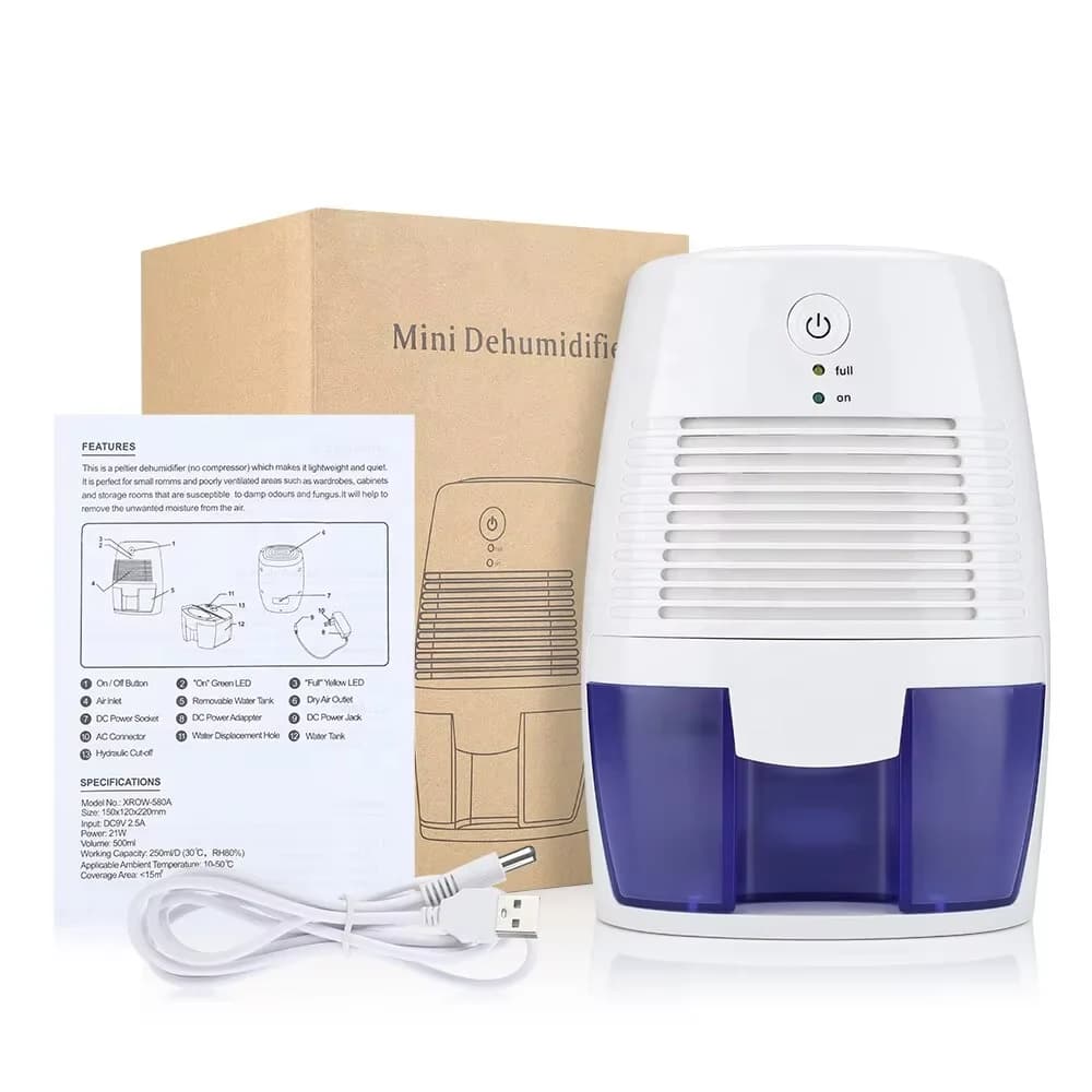 Compact Electric Dehumidifier with Simple Control Low Noise Operation and Auto Shut-Off Protection Ideal for Dorm Office 2