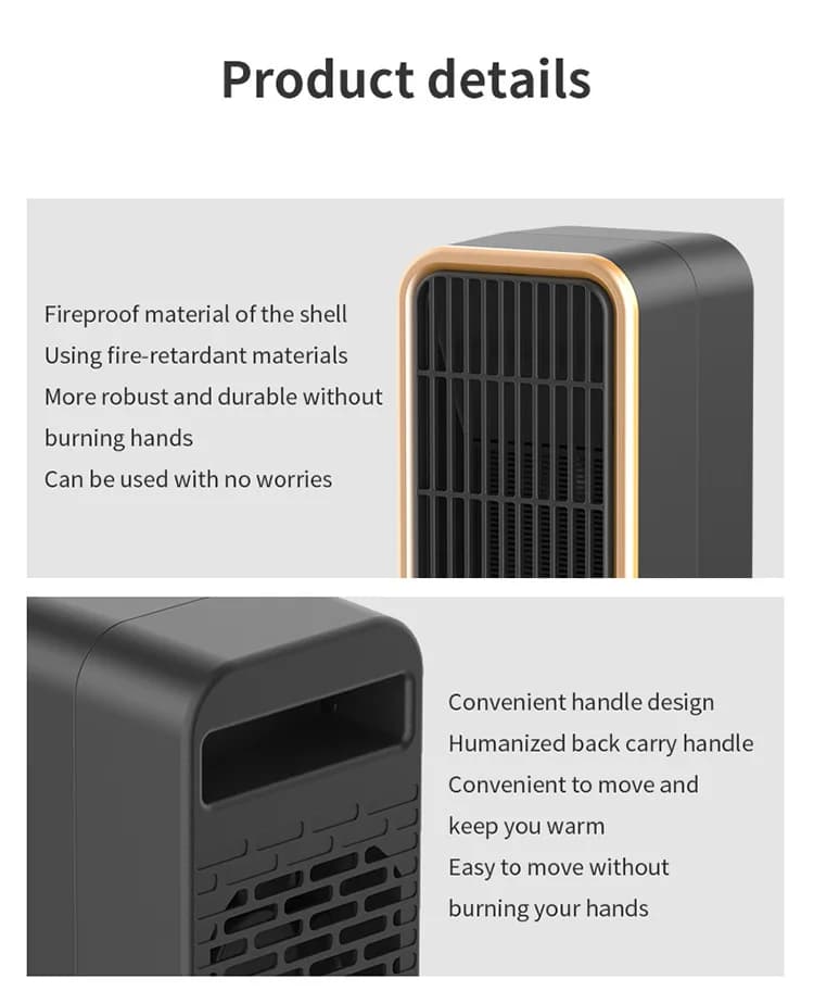 The New Lightweight Portable Heater Vertical Home Electric Heater Electric Heater One Key to Make Warm Three Seconds to Heat up 6