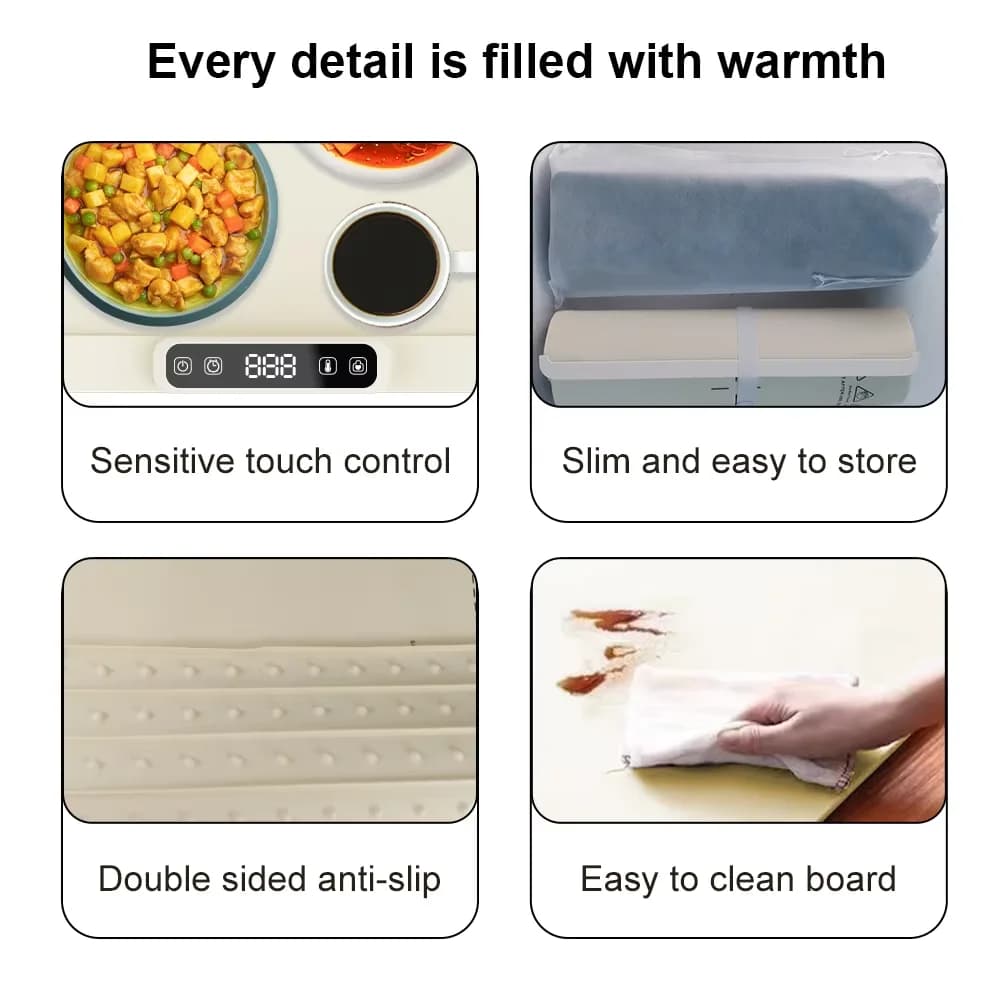 Flexible Rollable Silicone Food Warmer Smart Home Party Multi-Functional Folding Food Warmer Heated Insulated Food Serving Board 5