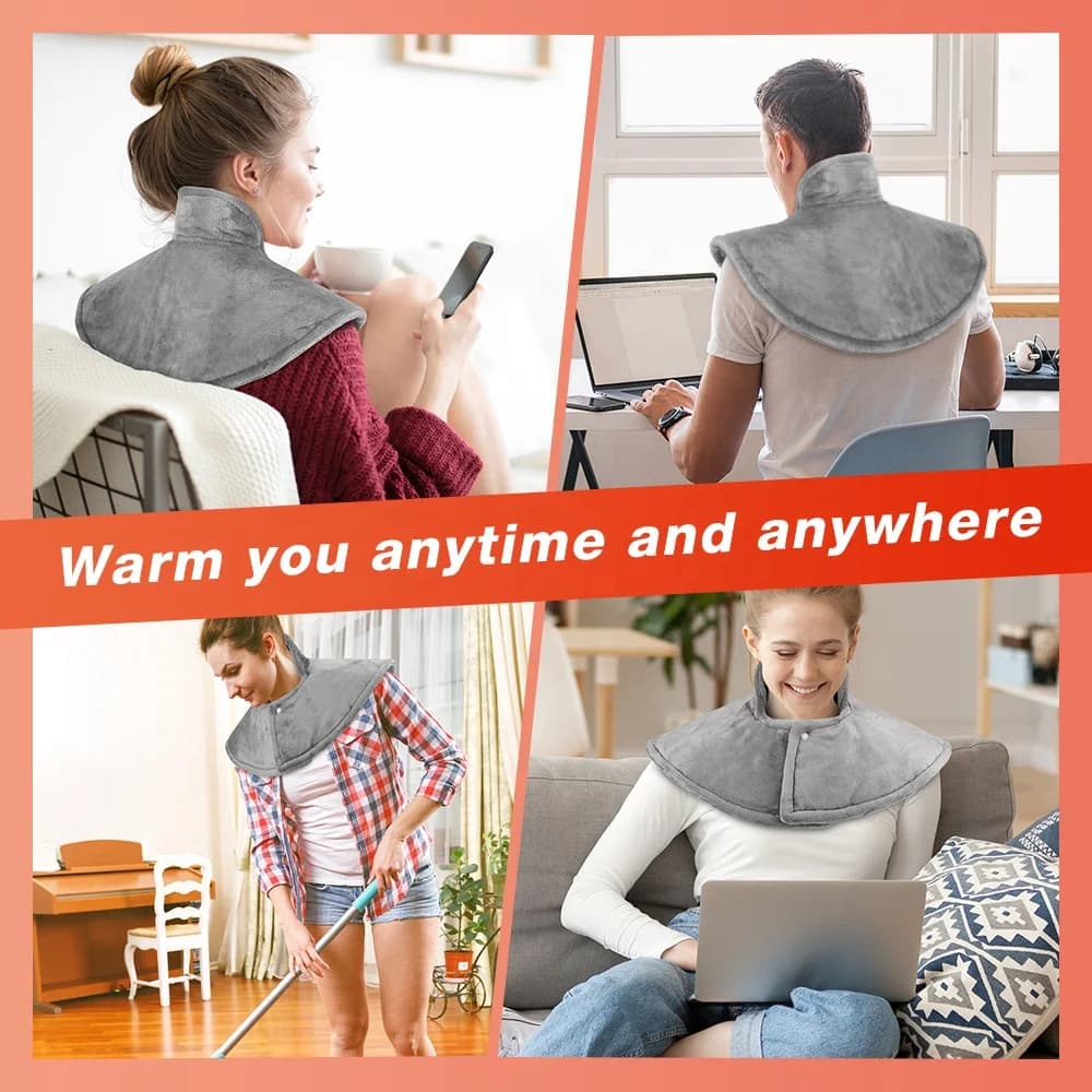 9-level Control with 4-stage Timer Shoulder and Neck Heating Pad Smart Heat Therapy Scarf Electric Blanket Safe Rapid Heating 5