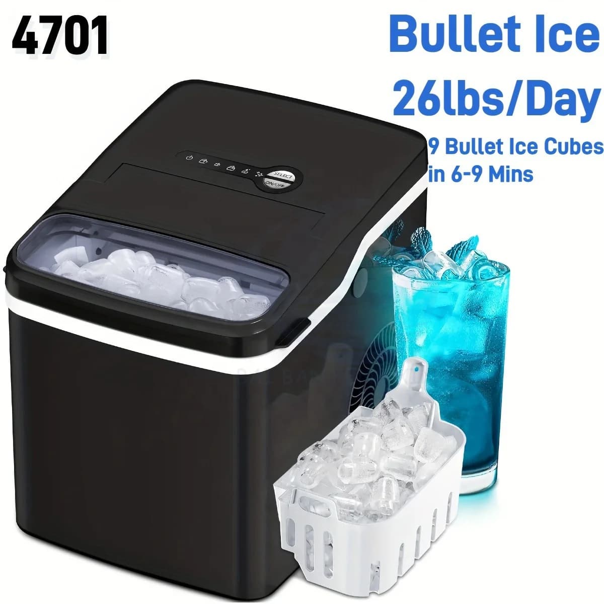 Portable Efficient Ice Maker Plastic Housing Household Outdoor Use Multiple Thickened Bullet Ice Cube Molds Rapid Ice Making 7