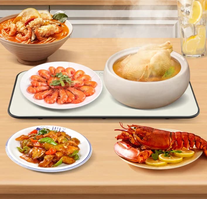 Fashion Tempered Glass Panel Warming Plate Thermostat Heating Meals Insulation Board Multifunction Energy-saving Heating Plate