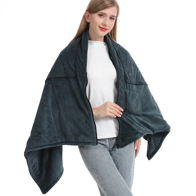 Heated Blanket for Office Lunchtime Rest Fleece-Lined Thermal Shawl Electric Heated Thermal Shawl Cover Heated Blanket 3