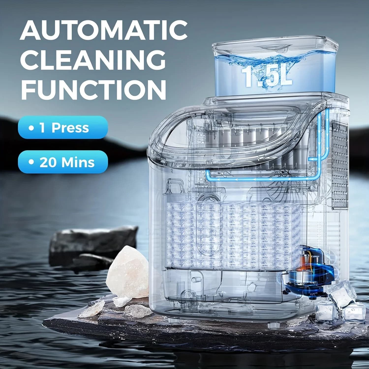 Energy Saving and Power Saving Large Capacity Ice Storage Home Ice Maker Multi-scenario Application Fast Ice Machine 3