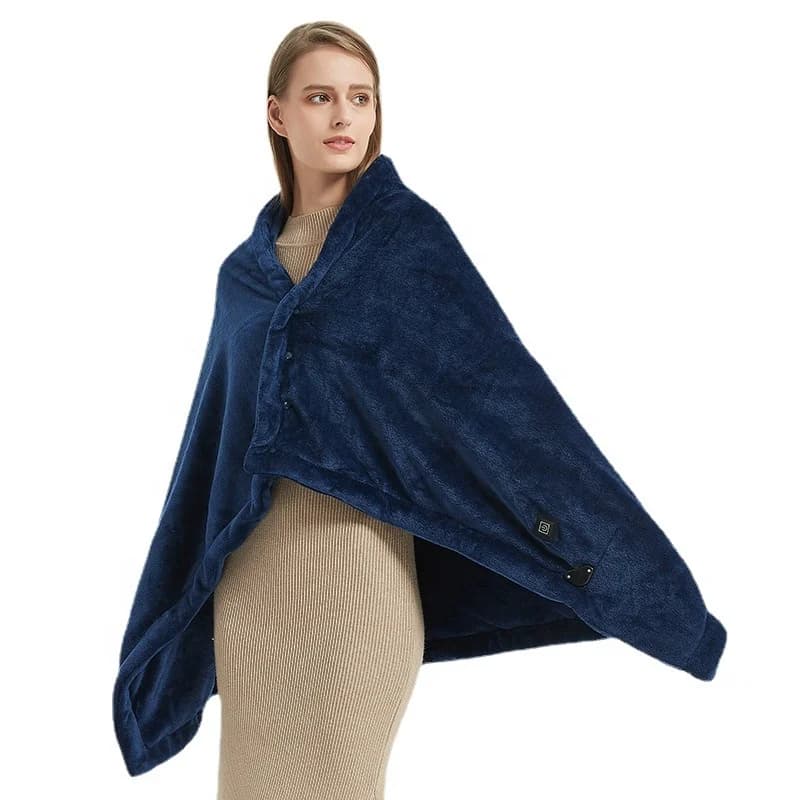 New USB-powered Shawl Blanket Adjustable Temperature, Machine Washable Dual-purpose Knee Blanket for Office and Car Use 5