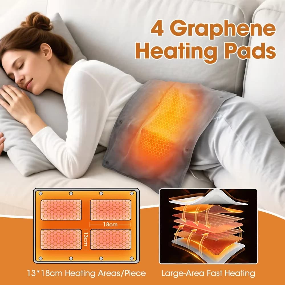 Adjustable Temperature Graphene Hand Warmer with Four-sided Heating USB-powered Therapeutic Heating Pad Hand Warmer Pouch 4