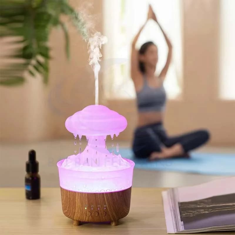Creative Seven-colour Light Raindrop Aromatherapy Machine Desktop Office Aromatherapy Cloud Humidifier 4
