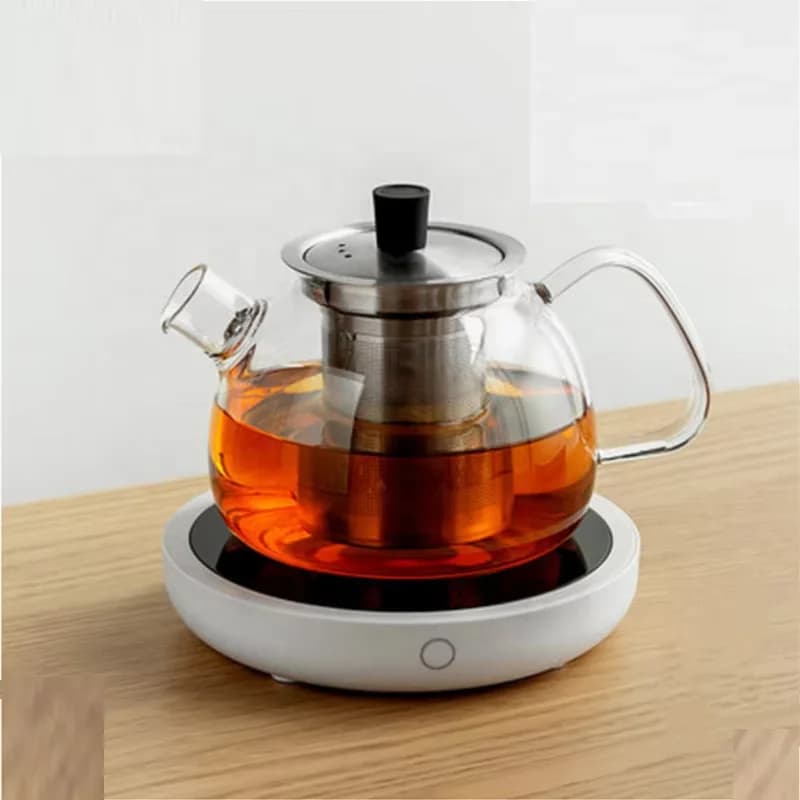 Ultra-Thin Black Cup Heating Plate Portable Electric Beverage Warmer with High-Temperature Safety Warning Design 5