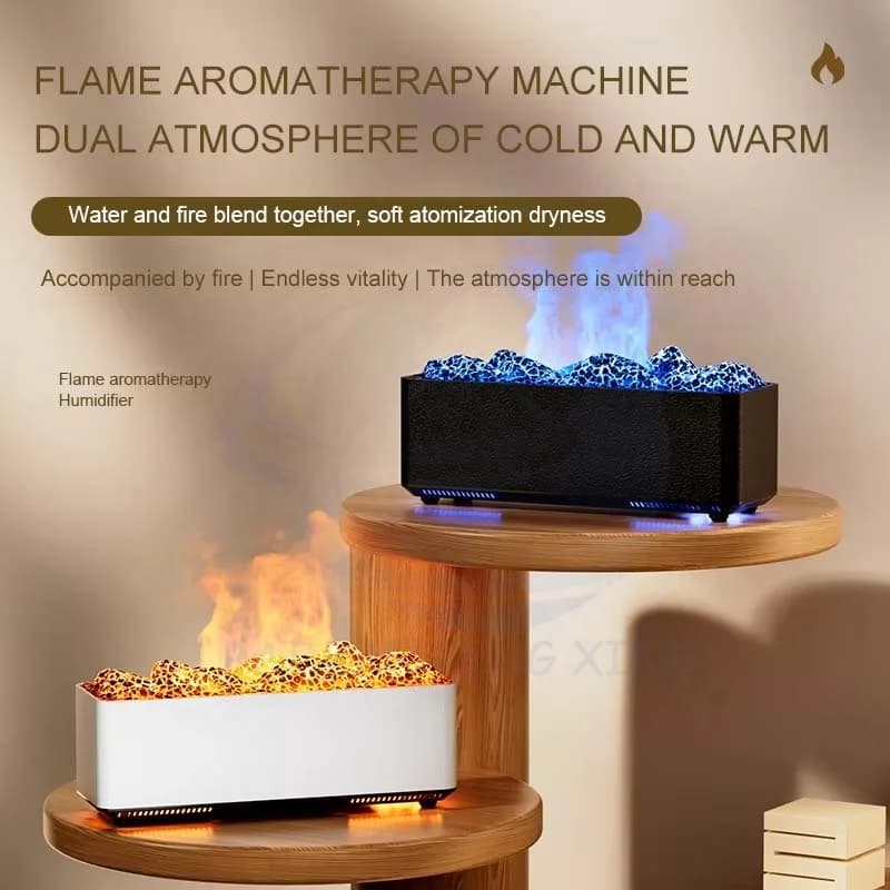 Creative Essential Oil Aromatherapy Machine Diffuser Large Capacity Face Fireplace Flame Ultrasonic Timed Humidifier 4