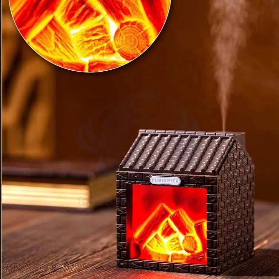 Simulation Charcoal Fire House Humidifier Usb Home Creative Hollow Bedroom Night Light 3