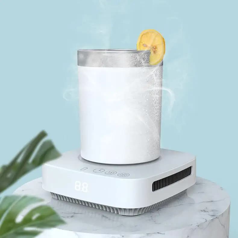 Intelligent Desktop Drink Cooling Heating Base with LED Display Fast Beverage Chiller Warmer for Coffee Soda Milk Office Use 3