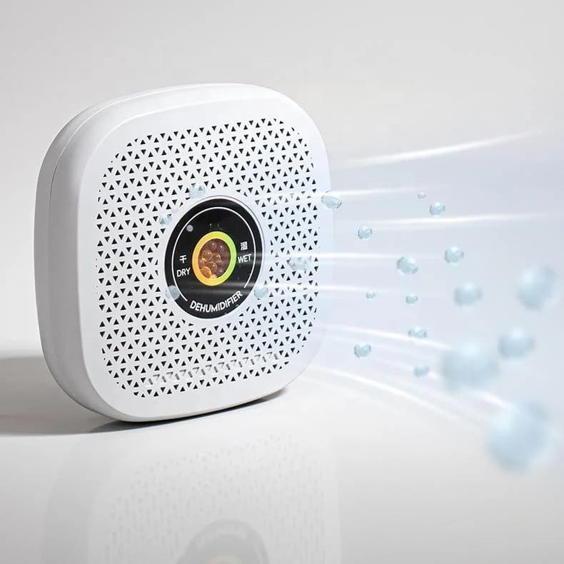 Compact Wireless Dehumidifier with Dry/Wet Status Display Renewable Desiccant Dehumidifier for Shoe Cabinets Drawers 2