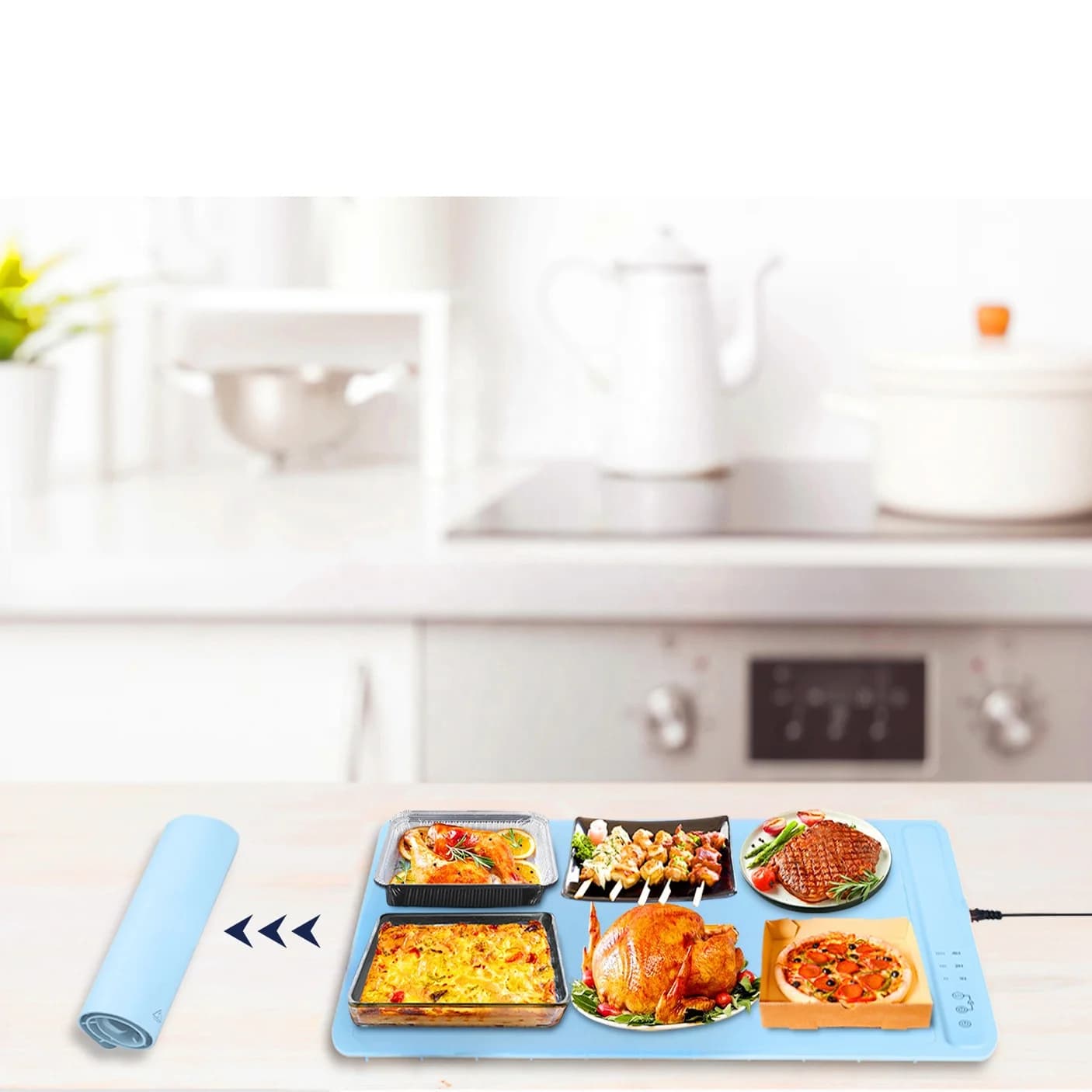 Electric Silicone Food Warmer Tray Coil Multi-functional Household Portable Folding Insulated Tray for Hot Dishes 6