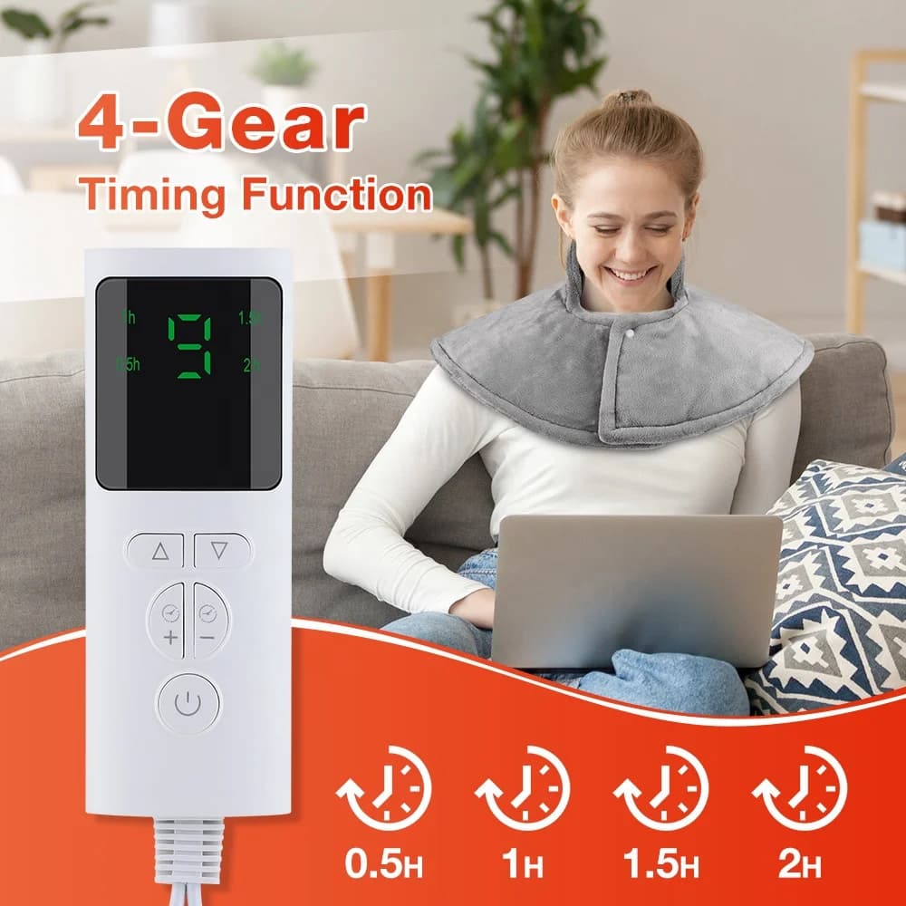 9-level Control with 4-stage Timer Shoulder and Neck Heating Pad Smart Heat Therapy Scarf Electric Blanket Safe Rapid Heating 4