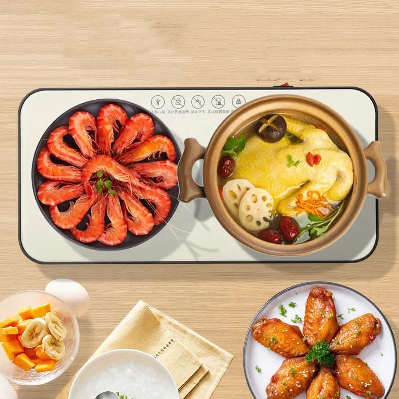 Fashion Tempered Glass Panel Warming Plate Thermostat Heating Meals Insulation Board Multifunction Energy-saving Heating Plate 2