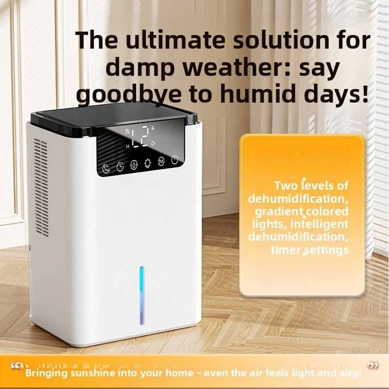 High-Performance Portable Dehumidifier with LED Display Water Level Indicator Auto Shut-Off Quiet Moisture Remover for Small 3