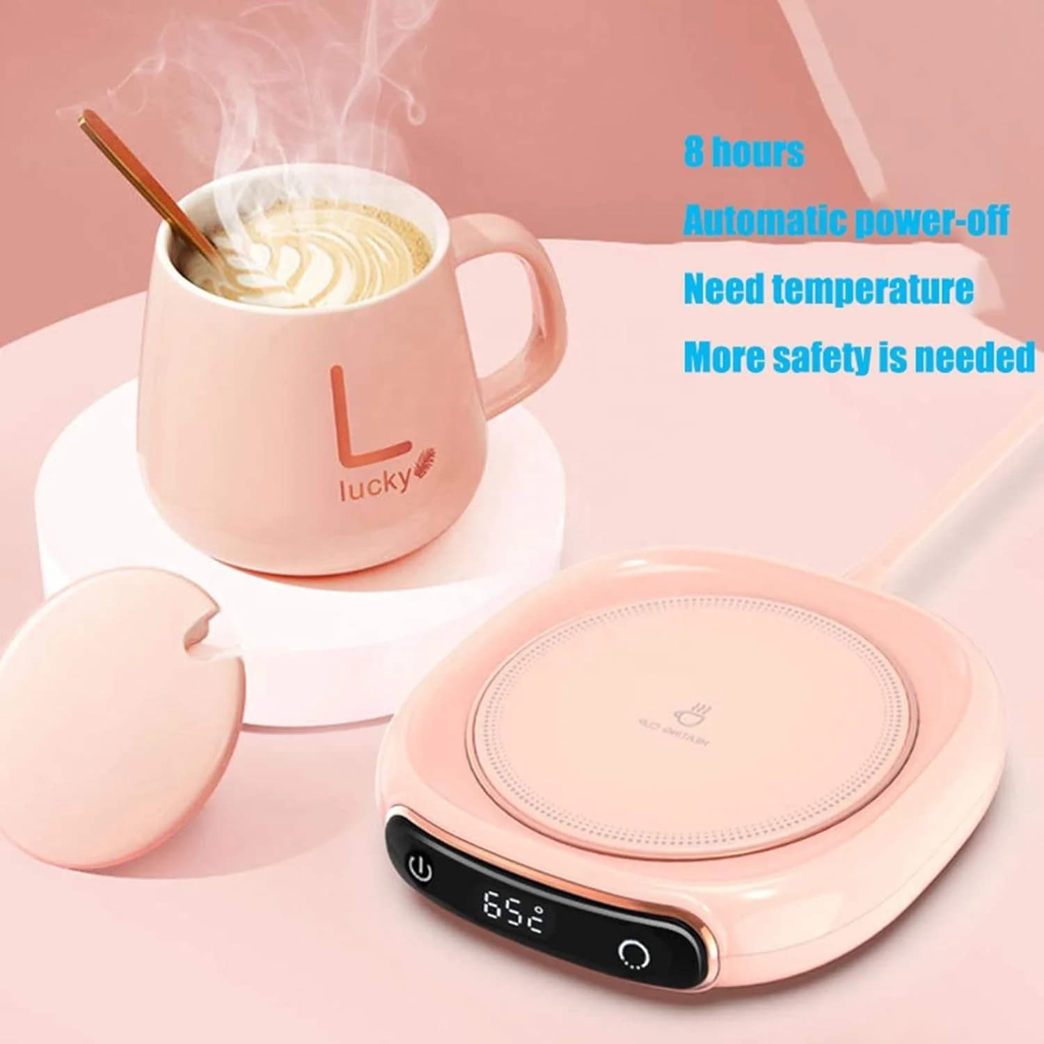 Black Electric Cup Heater Pad 65°C Constant Temperature Beverage Warmer with Touch Control LED Screen 2