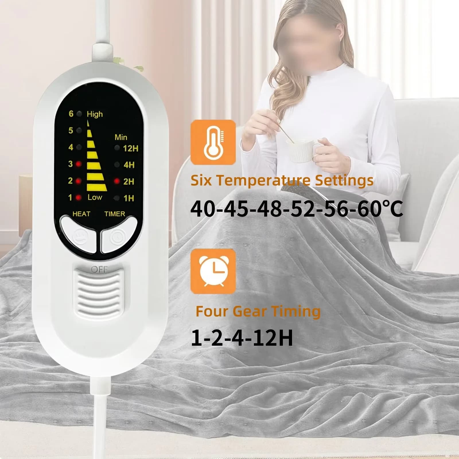 Smart Temperature-Controlled Electric Blanket with Heated Shawl, Knee Warmer and Washable Heating Pad for Office Lunchtime Use 3